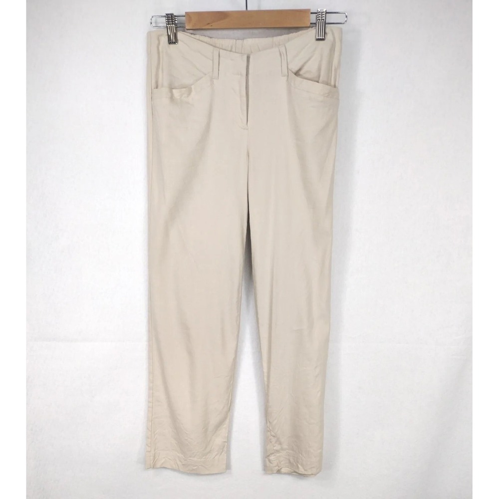 J. Jill Linen Womens 2 Pants Stretch Petite Casual Dress Khaki Pockets Old Money